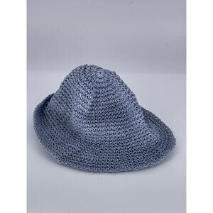 UNBRANDED Women's Blue Woven Bucket Style Adjustable Beach Hat SZ OS